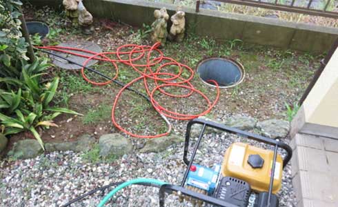 屋外排水管の高圧洗浄